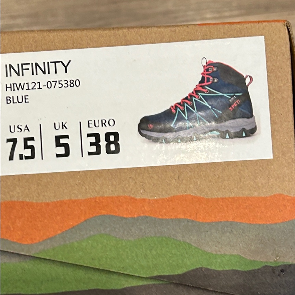 Women's Athletic Hiking Shoes - Navy and Pink - Picture 3 of 9